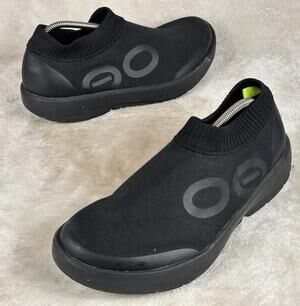 OOFOS OOmg eeZee Low Mens Size 11 Black Casual Walking Recovery Slip On Shoes